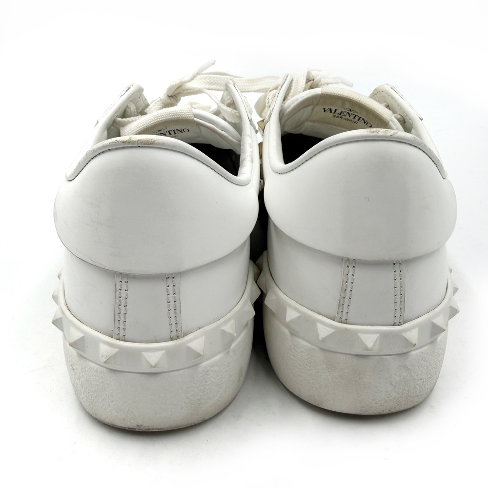 Valentino Rockstud Untitled Sneakers White Silver Studded Leather Sz 37 / 7 - Picture 5 of 12